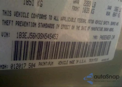 1995 Dodge Stratus Es z USA, uszkodzony, nr VIN 1B3EJ56H3SN545453